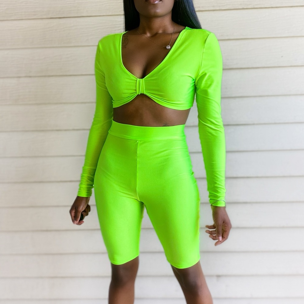 Lime green biker set